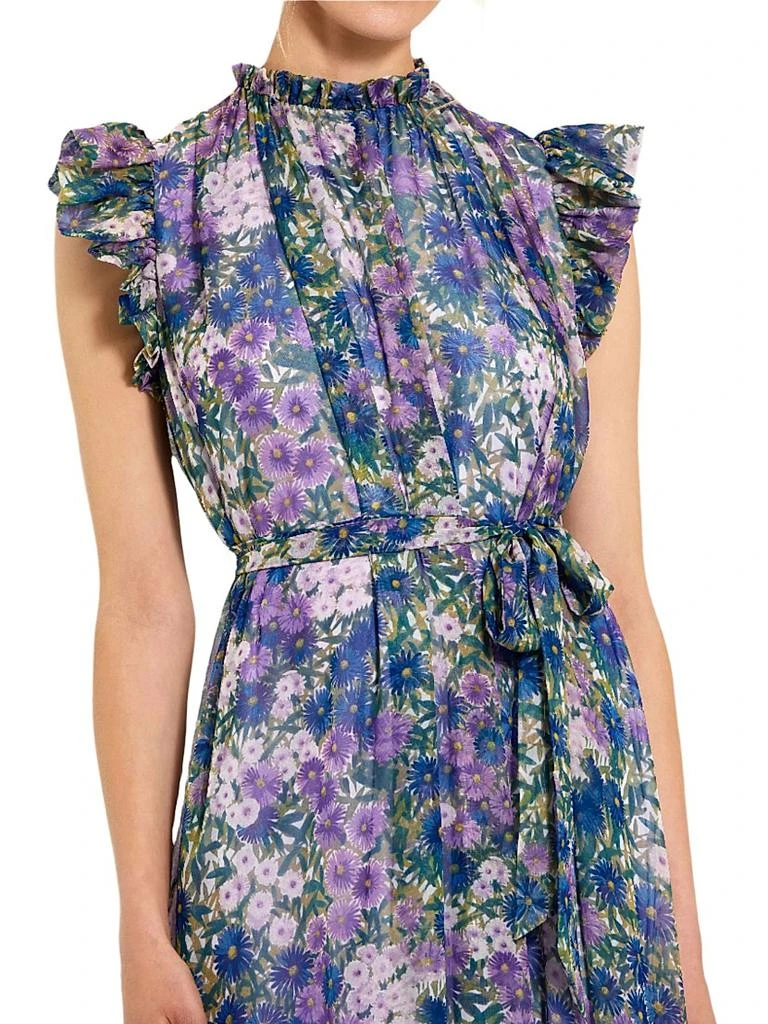 Mac Duggal Ieena Floral Print Chiffon Ruffle Gown 3