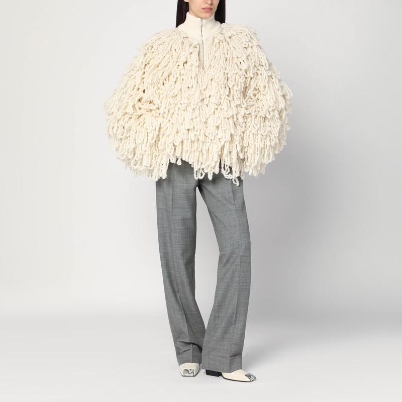Stella McCartney White wool bomber jacket with fringes