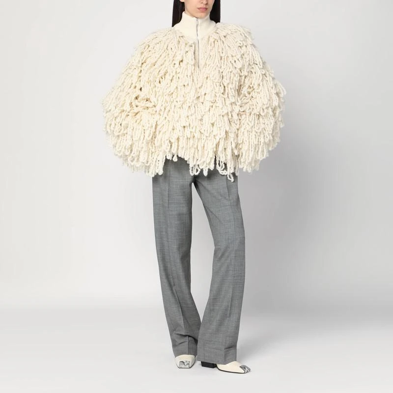 Stella McCartney White wool bomber jacket with fringes 2