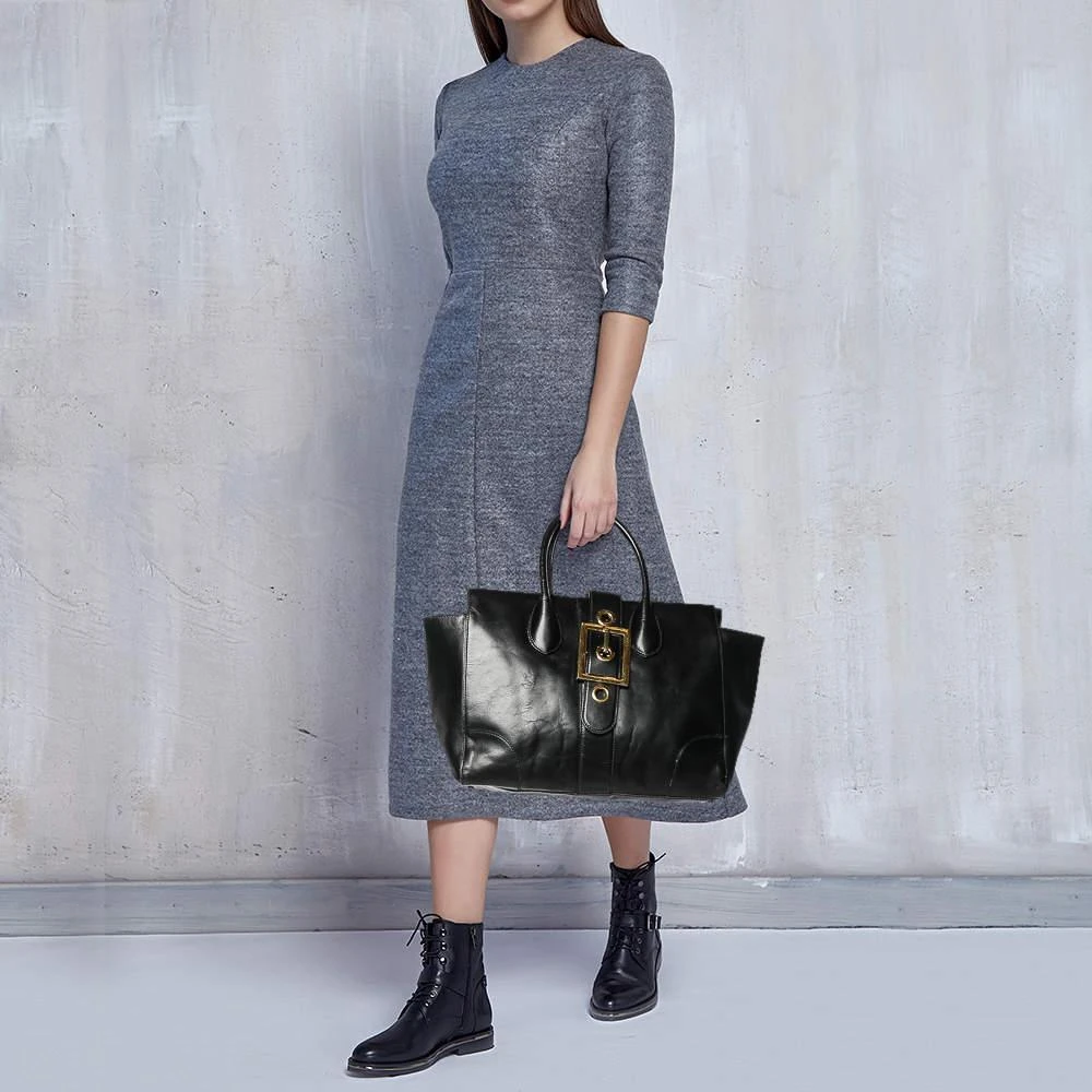 Gucci Gucci Black Leather Lady Buckle Tote 2