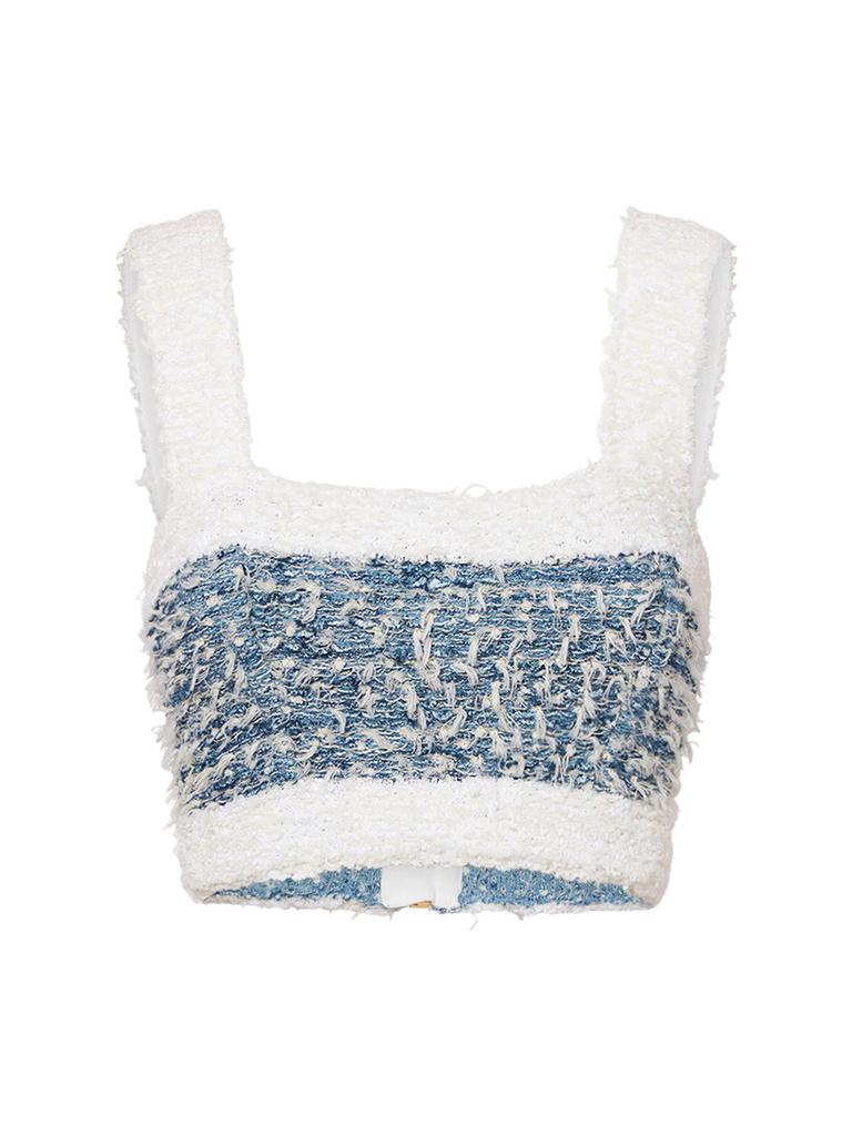Balmain Viscose Blend Tweed Bra Top