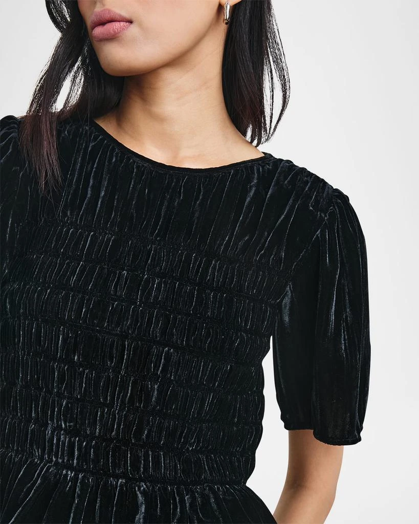 Rails Rosie Smocked Peplum-Hem Velvet Blouse 4