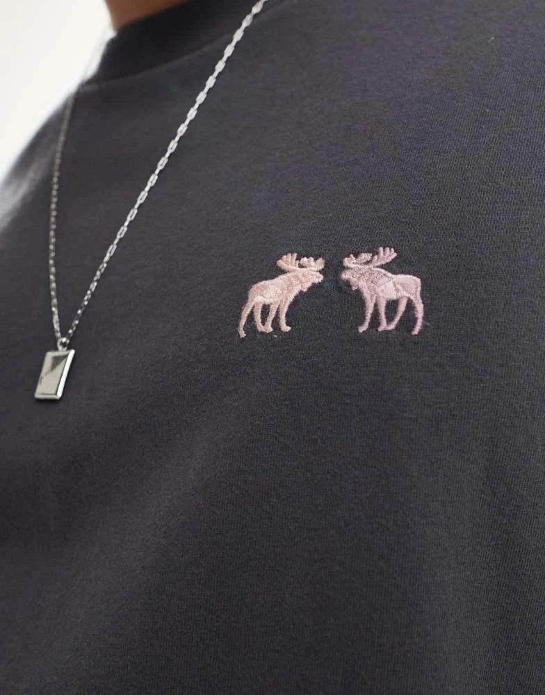 Abercrombie & Fitch Abercrombie & Fitch kissing moose boxy t-shirt in washed black 3
