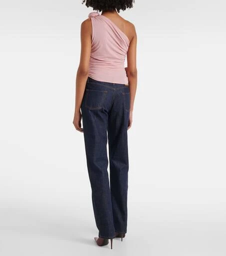 Magda Butrym Floral-appliqué one-shoulder silk-blend top 3