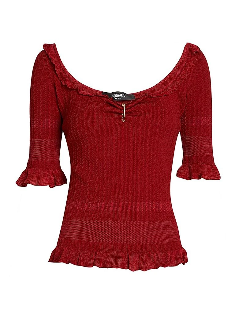 Versace Micro Cable-Knit Wool-Blend Sweater 1