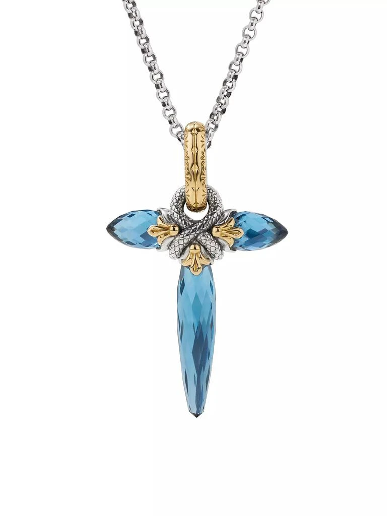 Konstantino Anthos Blue Spinel Cross Pendant 1