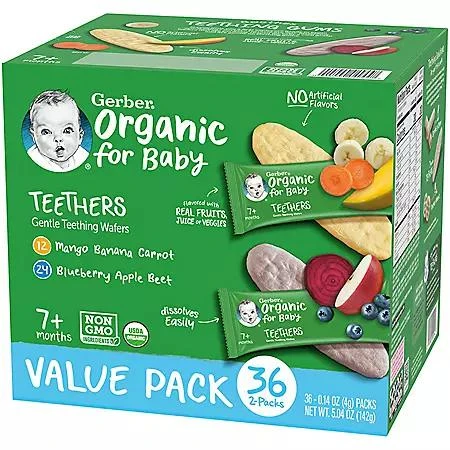 Gerber Gerber Organic Teething Wafers Variety Pack, 36 ct. 8