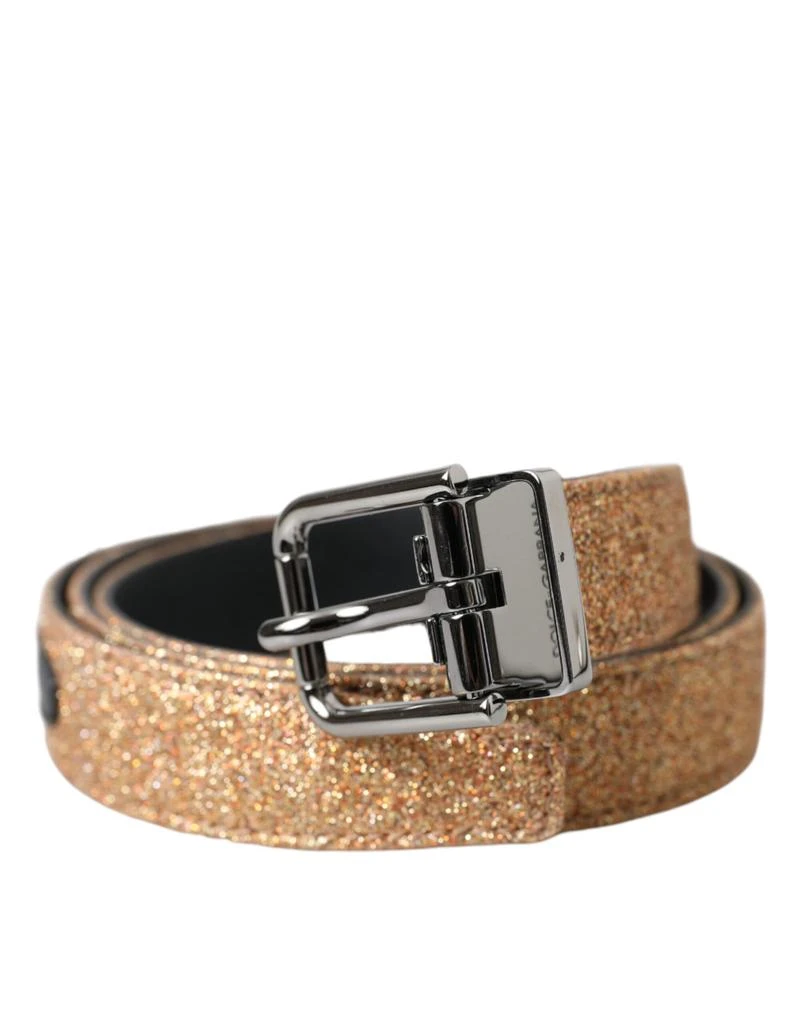 Dolce 
Gabbana Glitter Leather Metal Buckle Women
s Belt 2