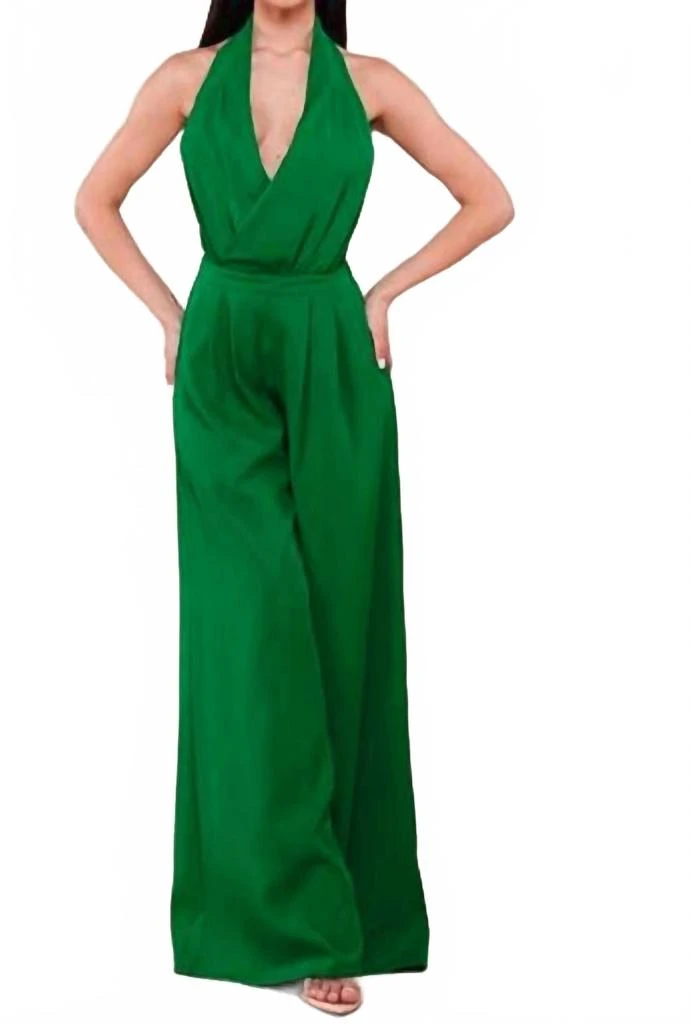 Porshia By Porshia Banks Yael Jumpsuit In Emerald Green