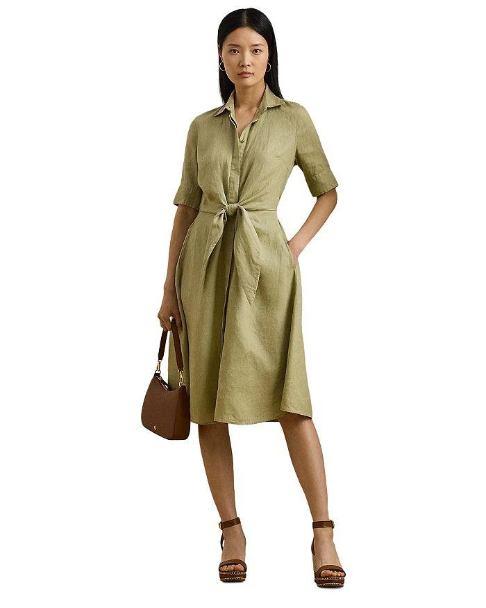 Ralph Lauren Tie Front Linen Shirt Dress - Petite, Regular & Plus
