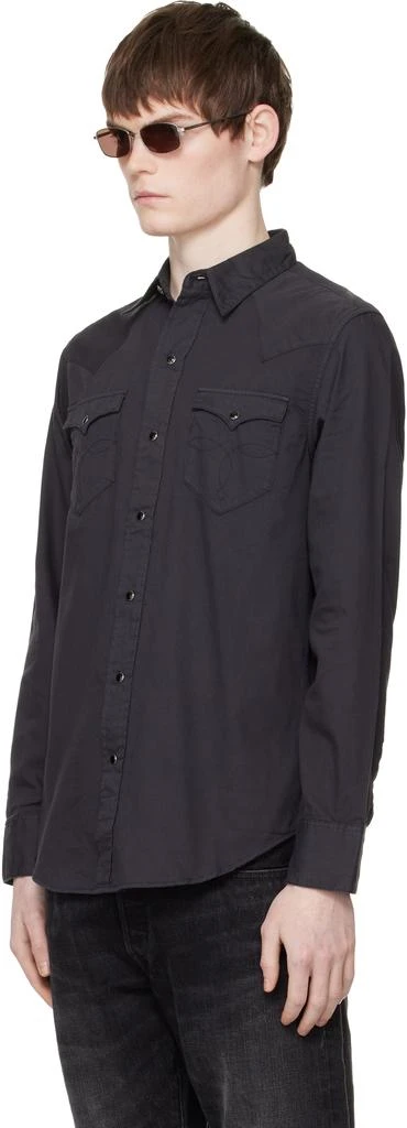 RRL Black Slim Fit Twill Western Shirt 4