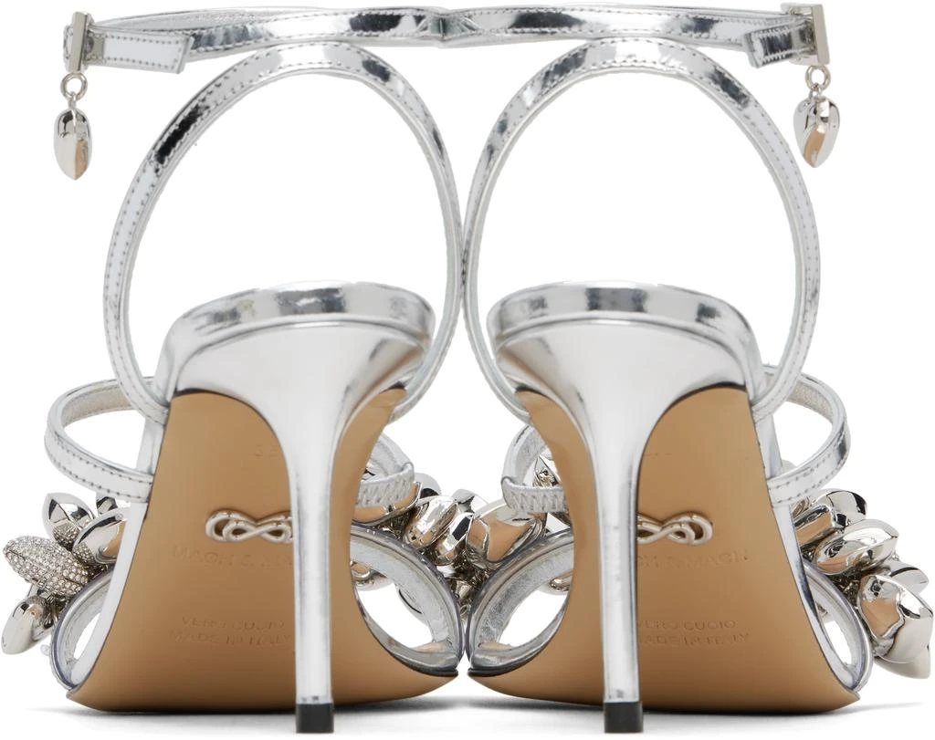 Mach 
Mach Silver Puffy Heart Mirror Leather Heeled Sandals 2
