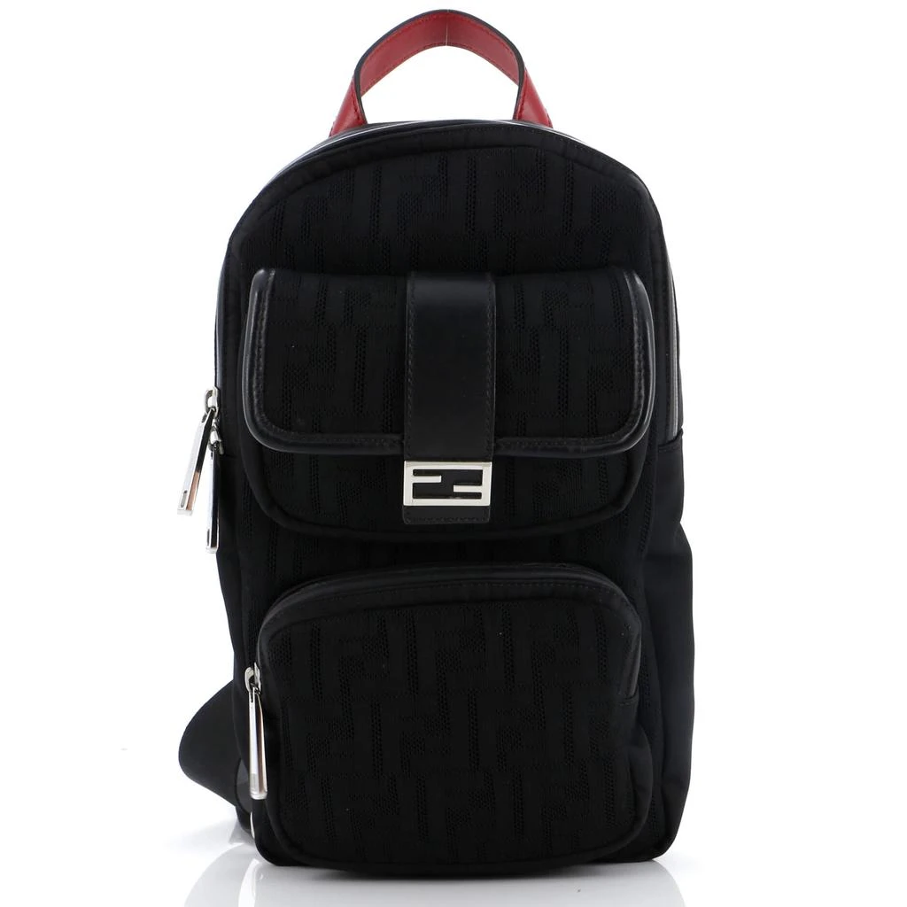 Fendi Pocket Zip Sling Bag Zucca Mesh with Nylon 1