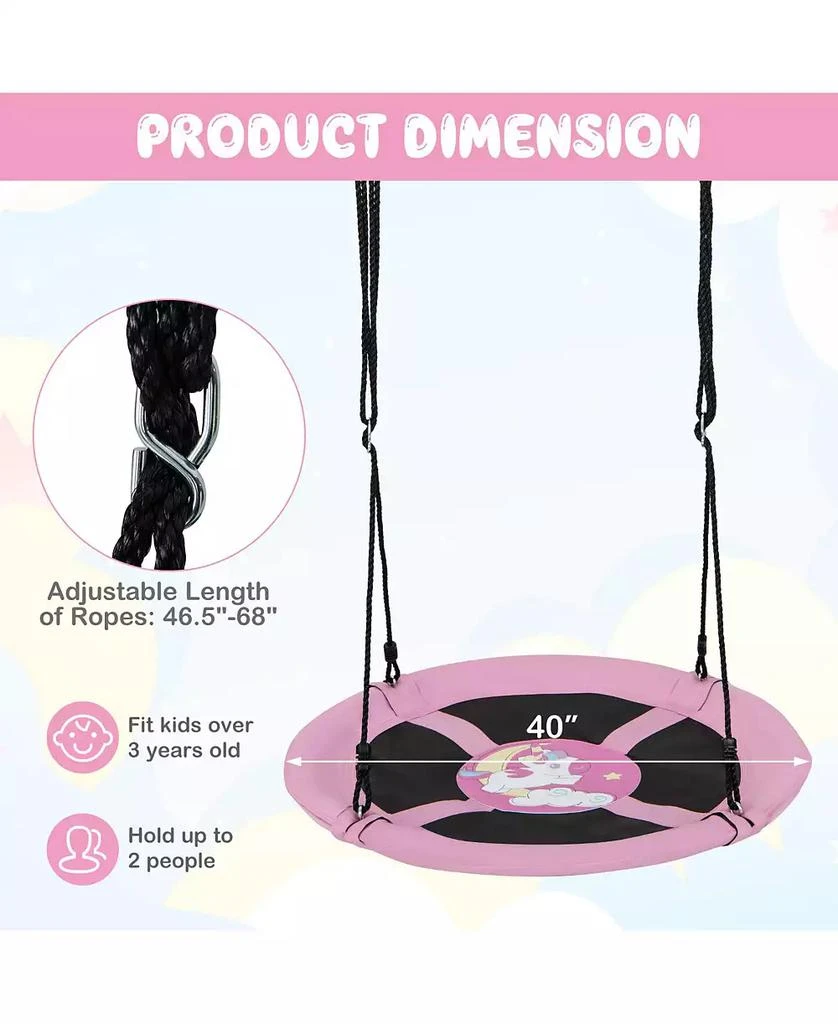 HONGGE 40 Inches Saucer Tree Swing Round with Adjustable Ropes and Carabiners 2