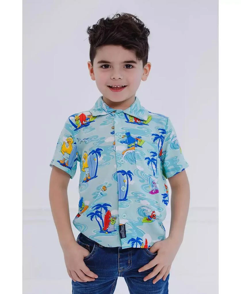 Sesame Street Baby Boys Bird Cookie Monster Elmo Oscar the Grouch Matching Family Hawaiian Button Down Shirt to