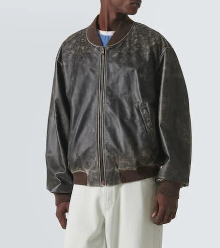 Acne Studios Distressed leather bomber jacket 3