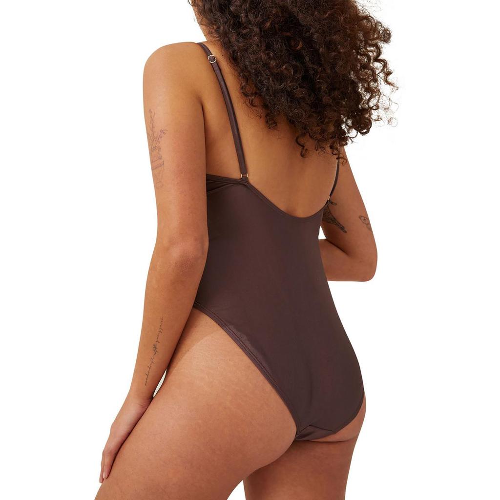 Cotton On Womens Solid Scoop Neck One-Piece Swimsuit