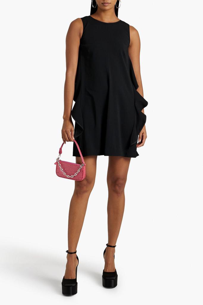 RED Valentino Bow-embellished ruffled stretch-crepe mini dress