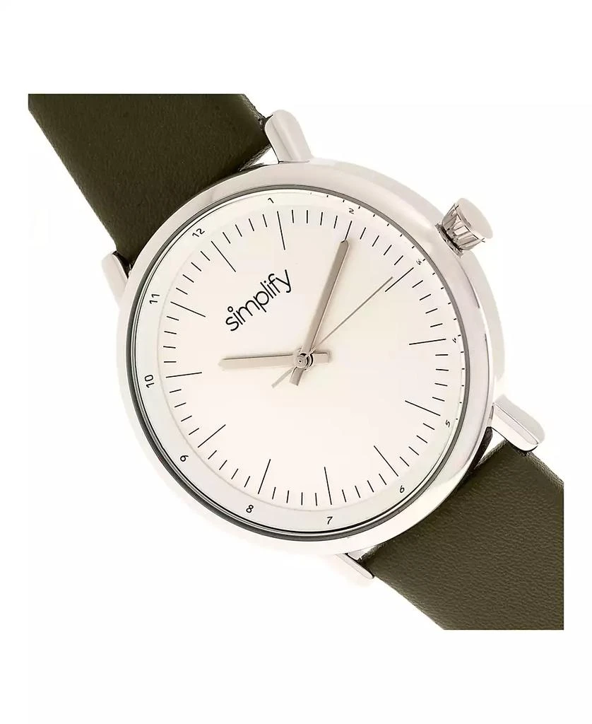 Simplify Quartz The 6200 White Dial, Genuine Olive Leather Watch 39mm 3