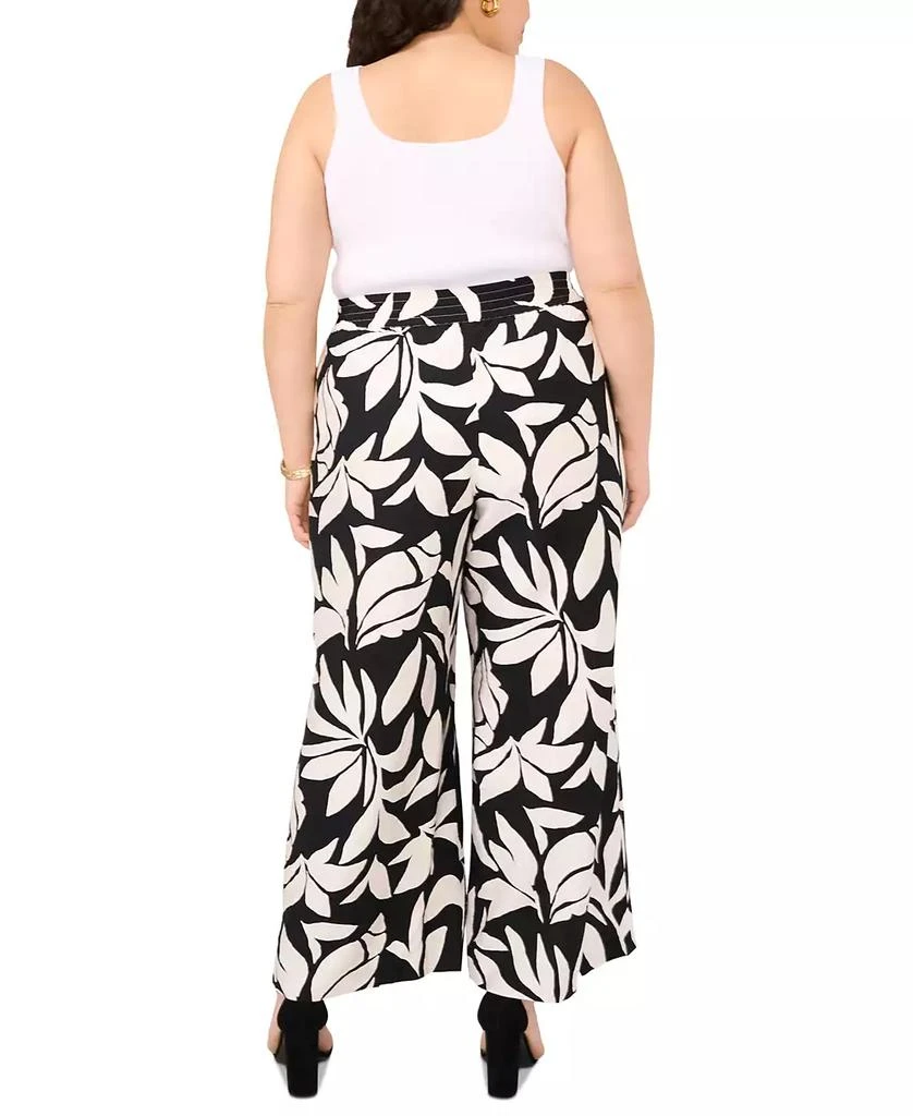 Vince Camuto Plus Size Printed Smocked-Waist Wide-Leg Pants 4