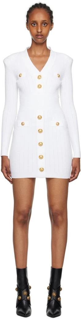 Balmain Off-White Button Minidress 1