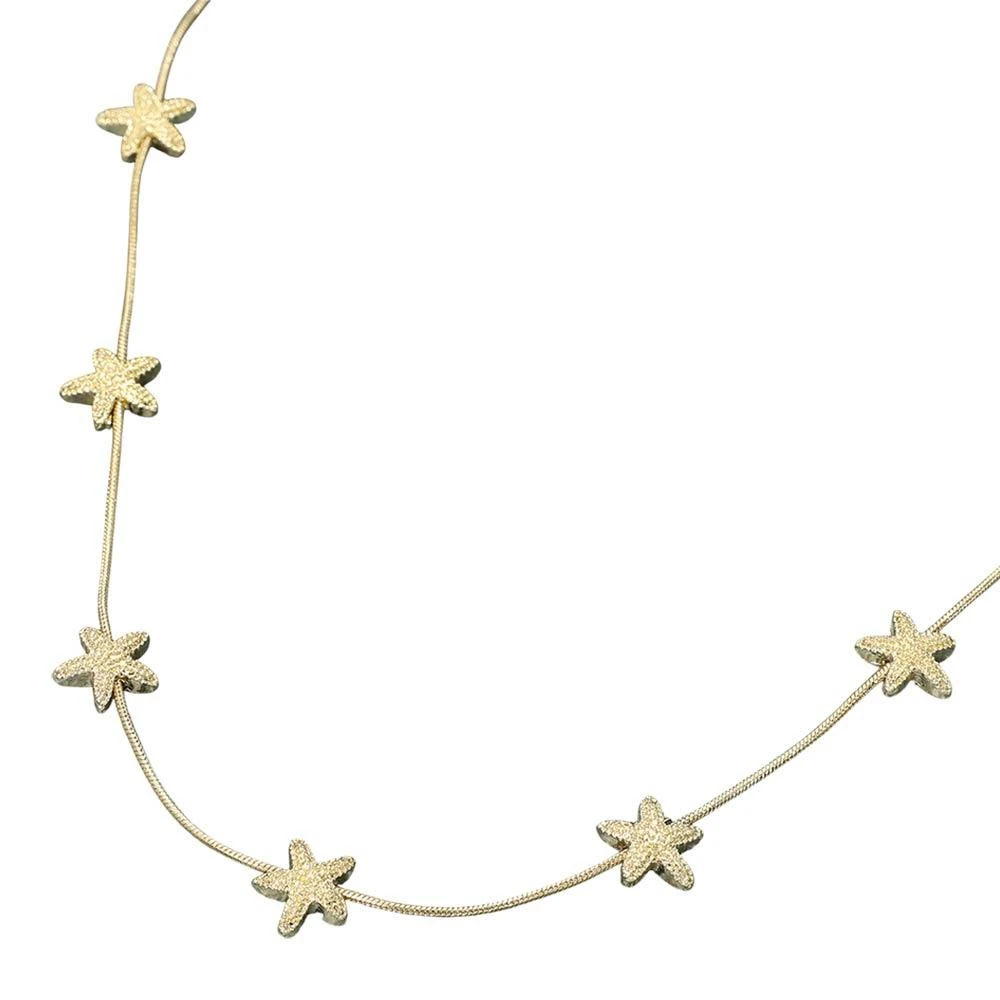 FASHNZFAB Textured Metal Starfish Charm Station Necklace 2