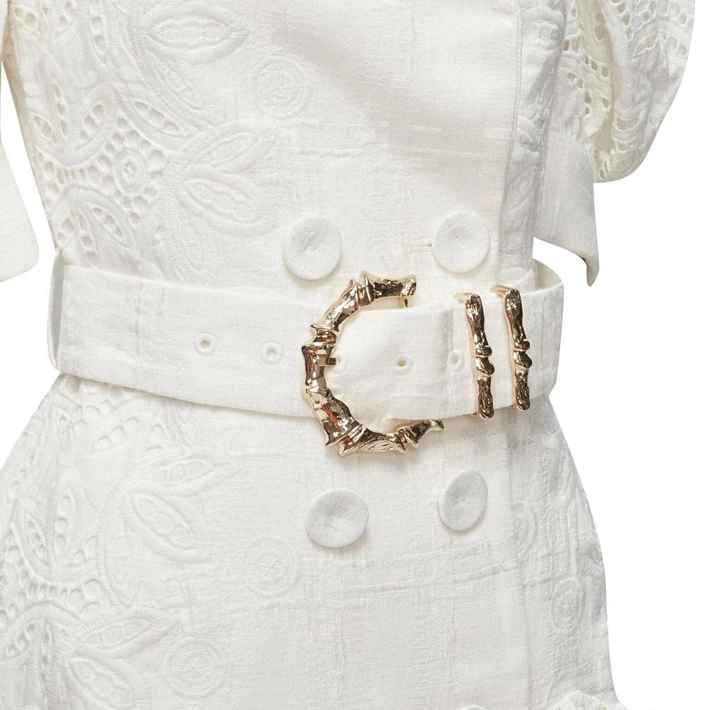 Acler Acler embroidery eyelet puff sleeve belted double breasted dress 2