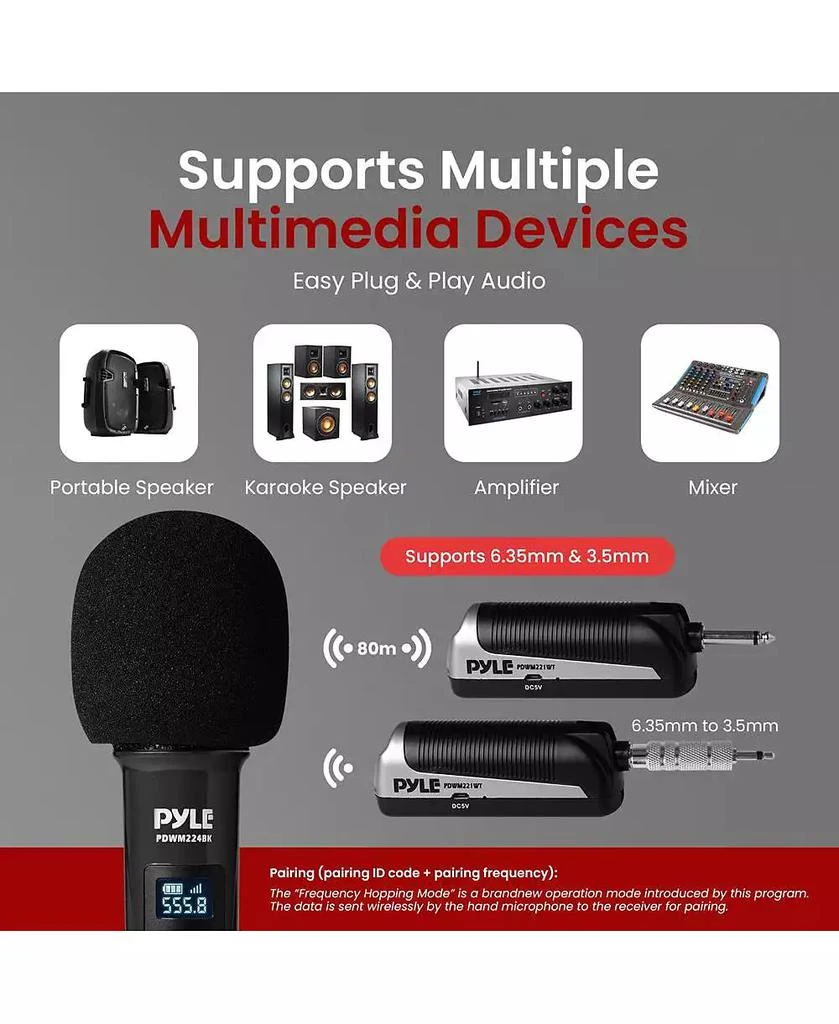 Pyle UHF Wireless Microphone System - 4 Handheld Mics, 4-Channel Receiver, Rack-Mountable, Black 4