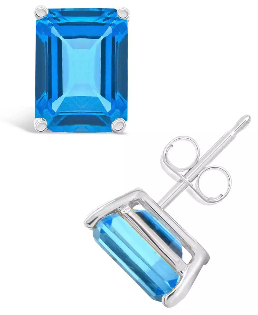 Macy's Blue Topaz (4 ct. t.w.) Stud Earrings in 14K Yellow Gold or 14K White Gold 1