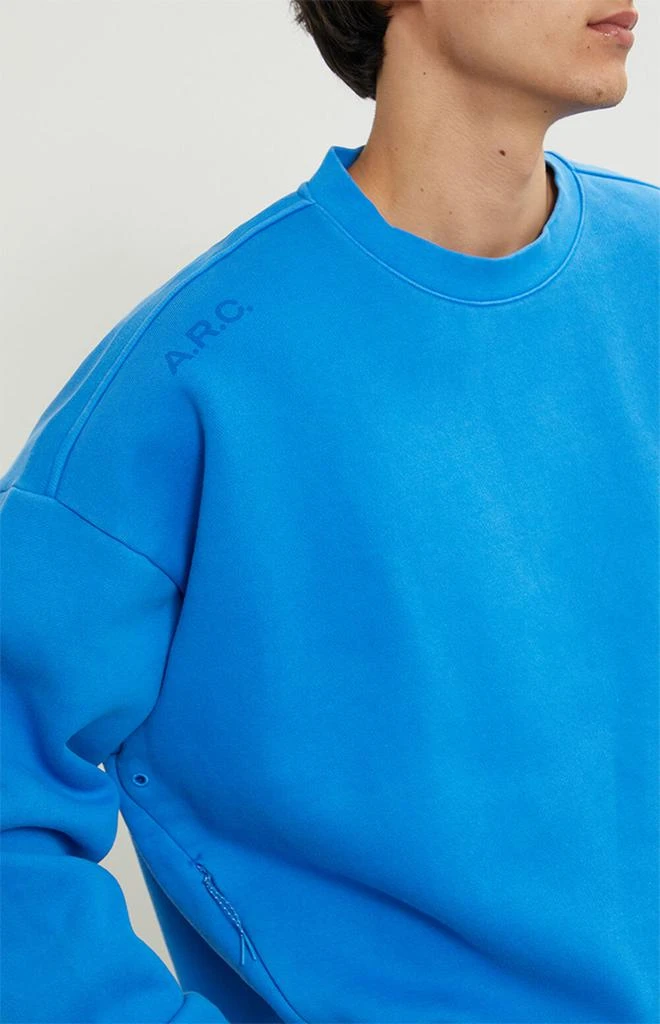 A.R.C. Blue Vintage Wash Heavyweight Fleece Crew Neck Sweatshirt 3