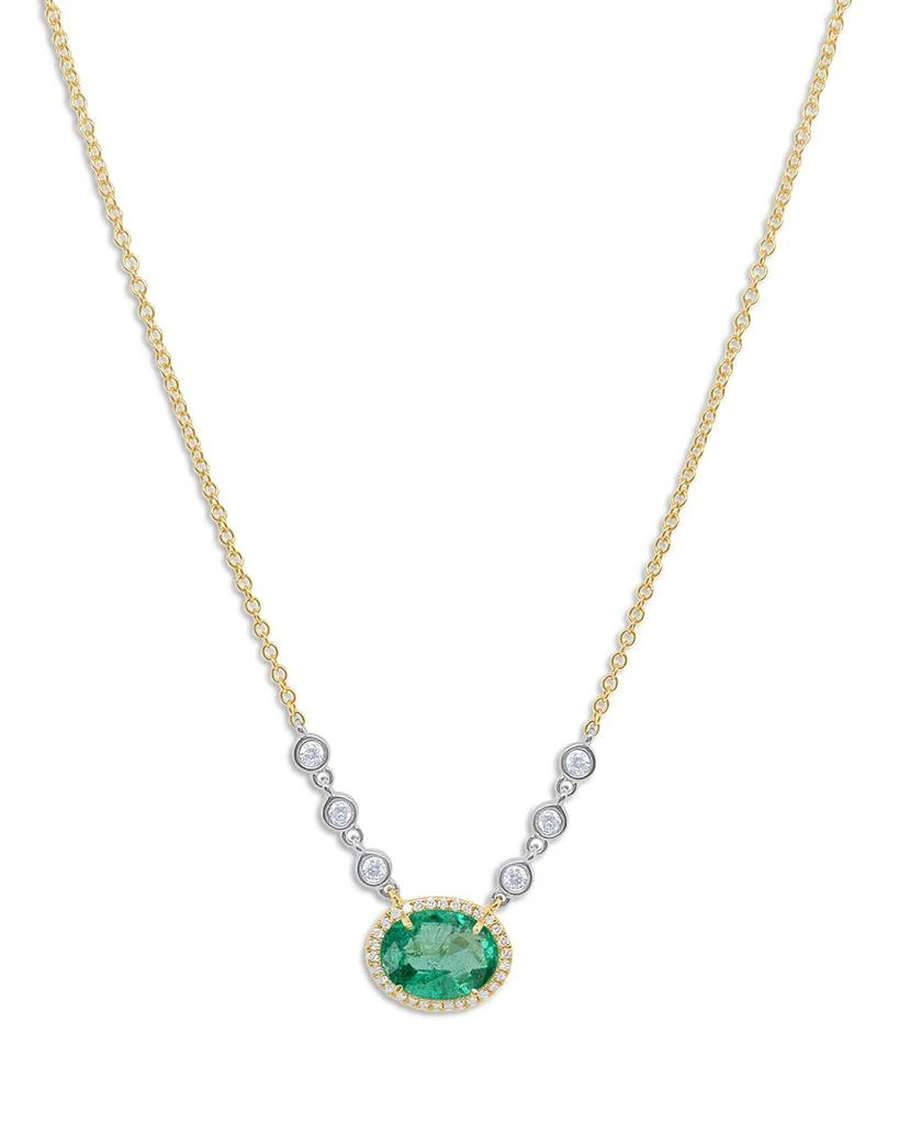 Meira T 14K White & Yellow Gold Emerald & Diamond Pendant Necklace, 18" 1