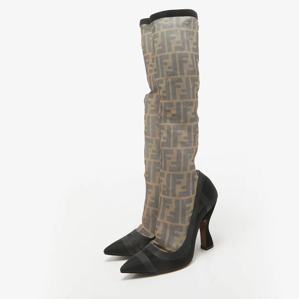 Fendi Fendi Black Mesh FF Colibri Mid Calf Boots Size 38 2
