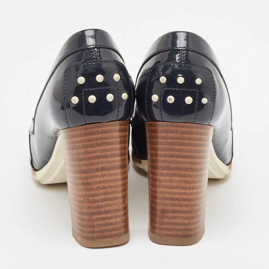 Tod's Tod's Navy Blue Patent Leather Block Heel Pumps Size 39.5 5