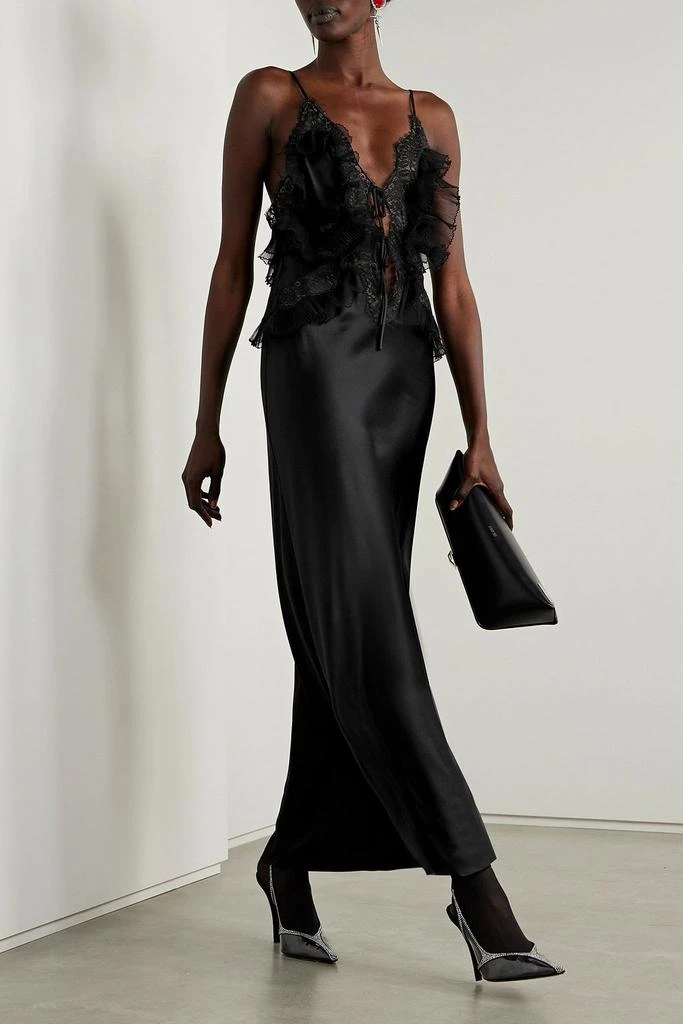 Alexander Wang Cutout tulle and lace-trimmed silk-satin midi dress 2