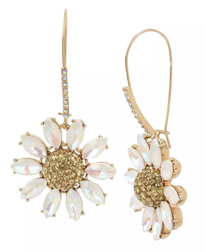 Betsey Johnson Pave Daisy Flower Long Drop Earrings
