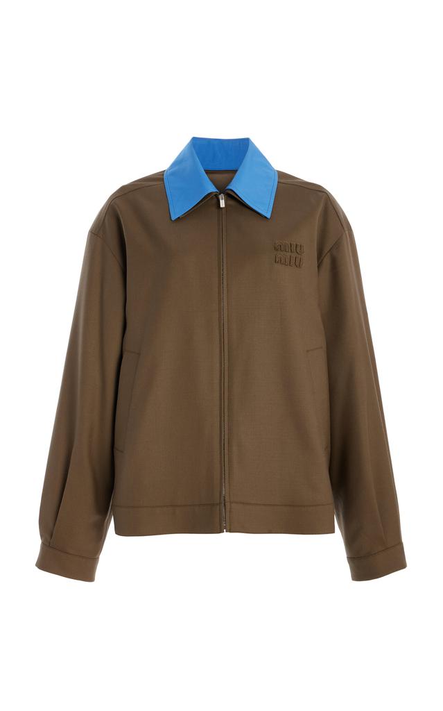 miumiuジャケット Shop Miu Miu Logo-Patch Zipped Bomber Jacket on Sale at