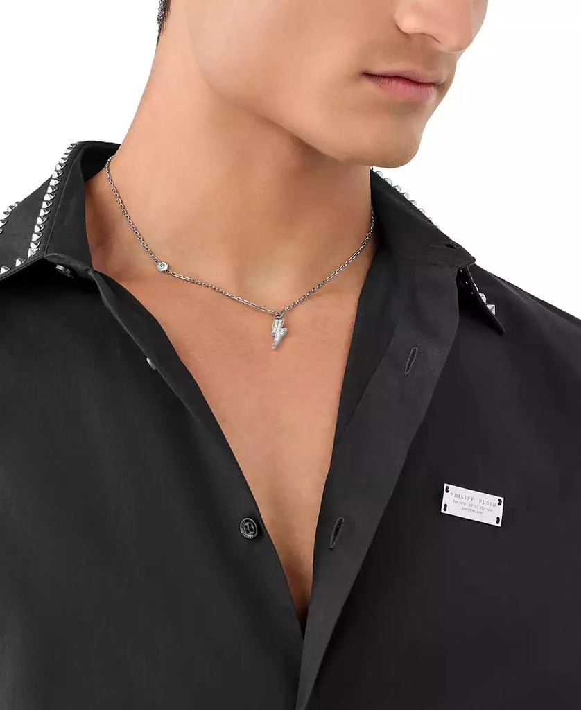 Philipp Plein Valentine Crystal Lightning Bolt 17-3/4" Pendant Necklace in Stainless Steel 5