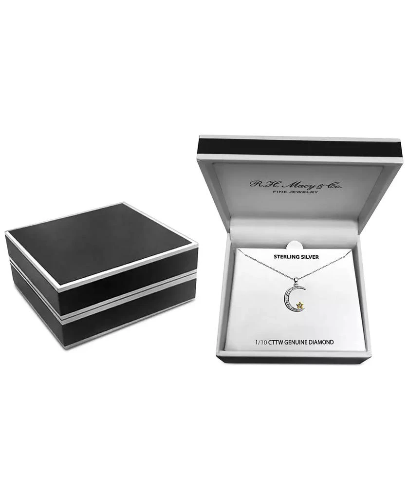 Macy's Diamond Moon & Star 18" Pendant Necklace (1/10 ct. t.w.) in Sterling Silver & 14k Gold-Plate 2