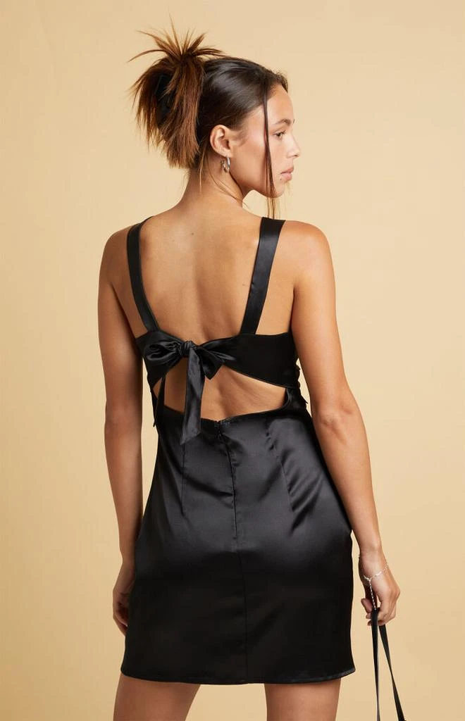 Beverly and Beck Satin Matilda Bow Strap Mini Dress 4