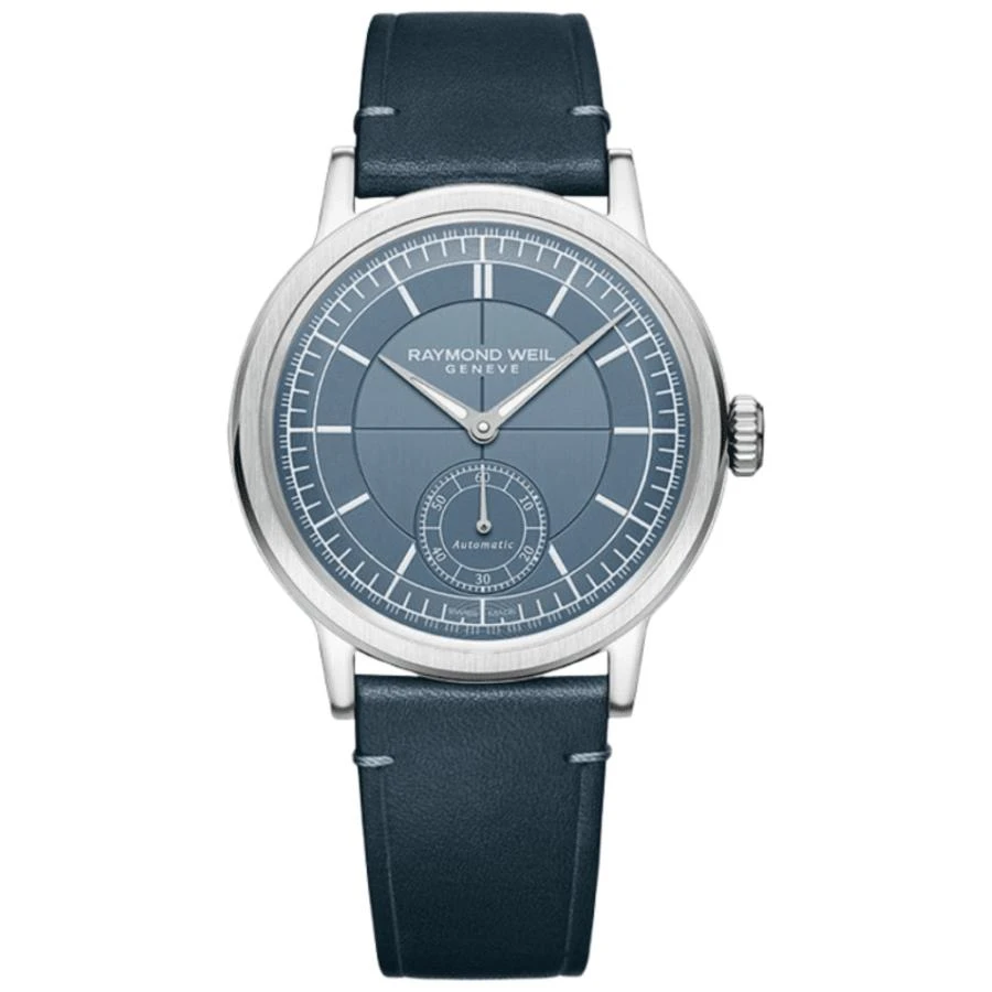 Millesime Automatic Small Seconds Blue Dial Leather Strap Men's