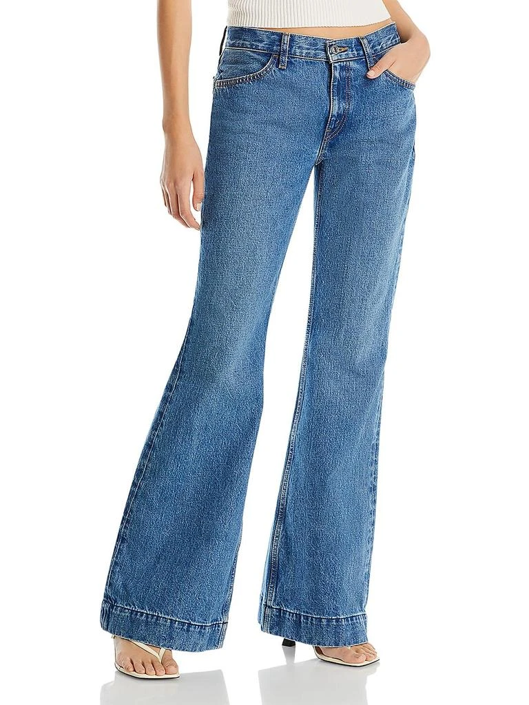 REDONE Womens Low Rise Solid Flared Jeans 1