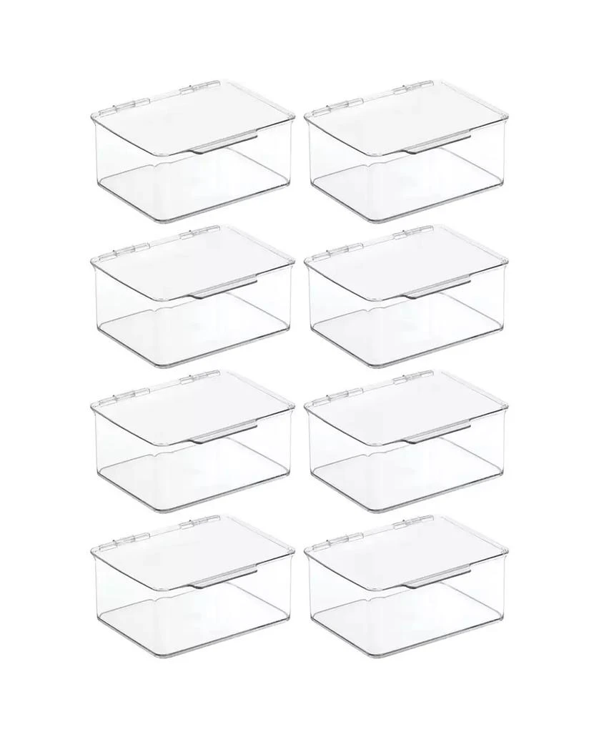 mDesign Plastic Storage Organizer Box with Hinge Lid, 8-Pack 8