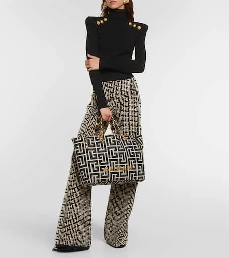 Balmain Monogram flared wool-blend pants 2