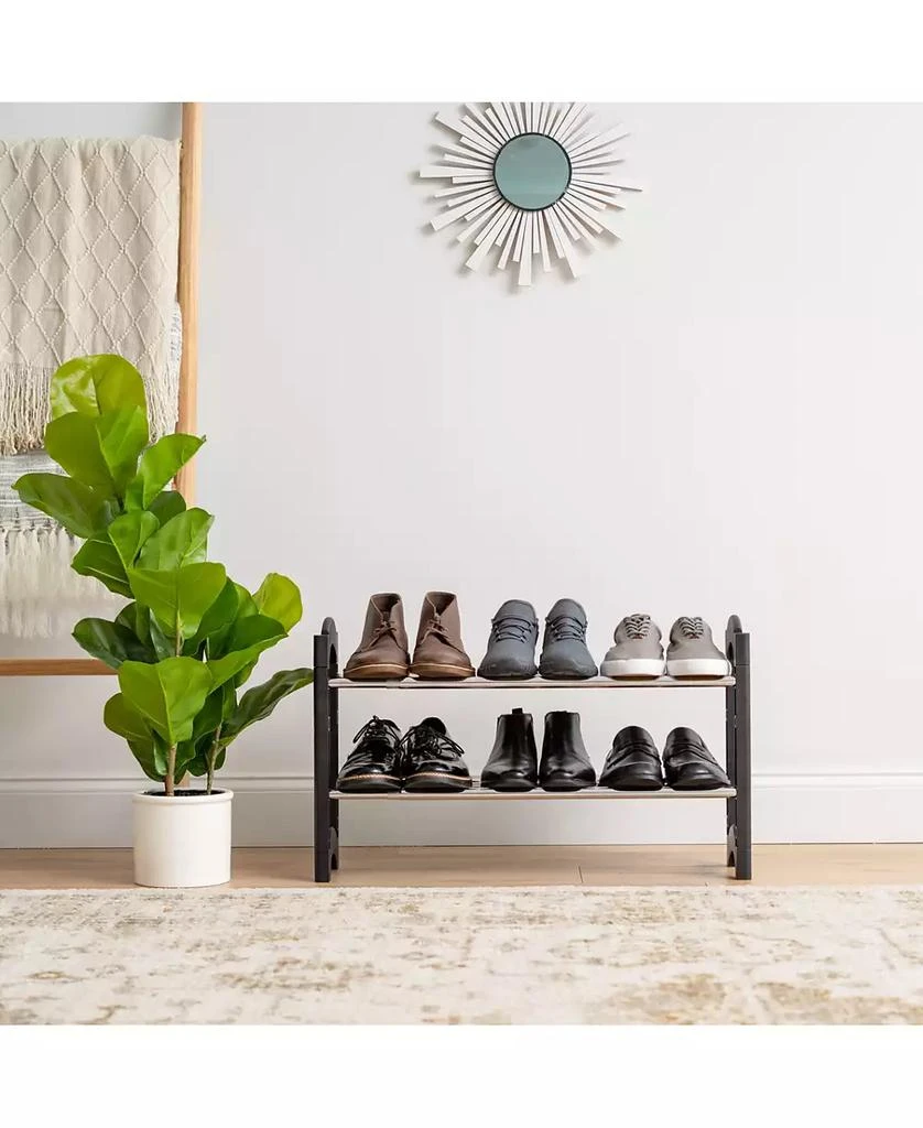 IRIS USA 2 Tier Extendable and Stackable Freestanding Metal Shoe Racks for Entryway 8