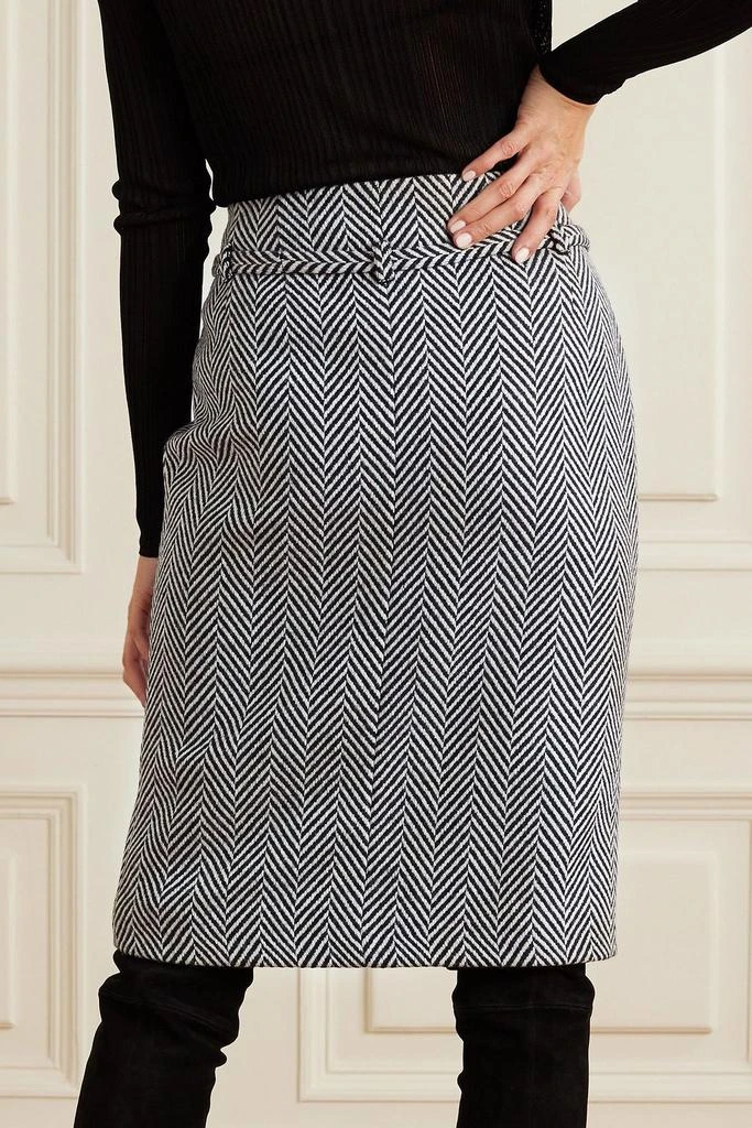 Tom Ford Belted herringbone wool-blend skirt 3