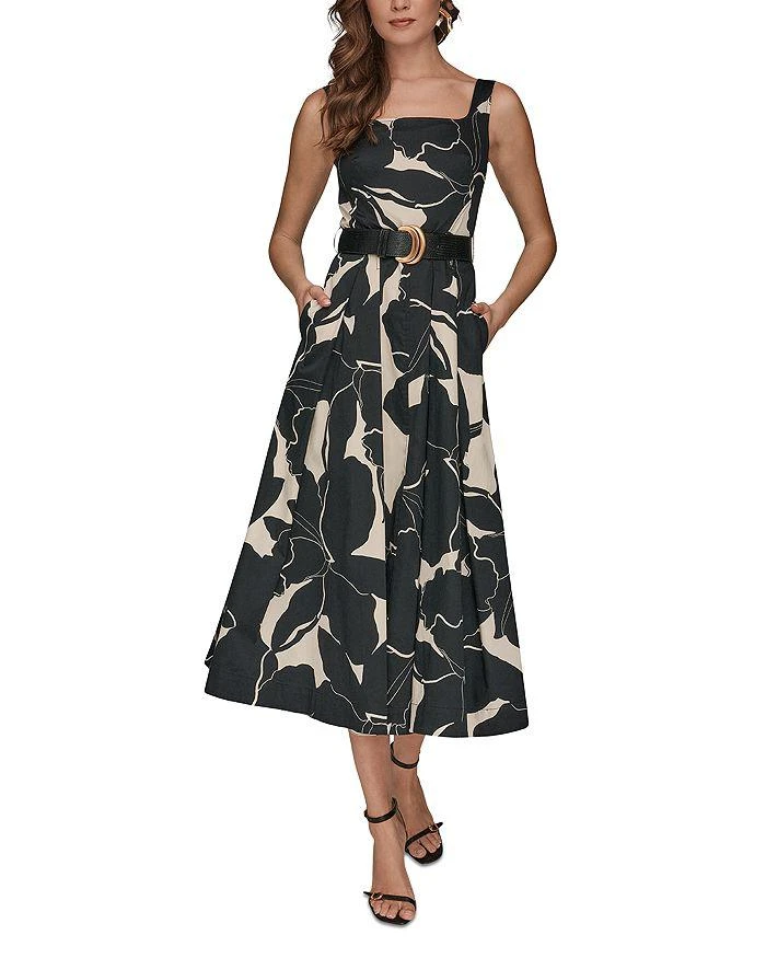 Donna Karan Sleeveless Belted Midi Dress