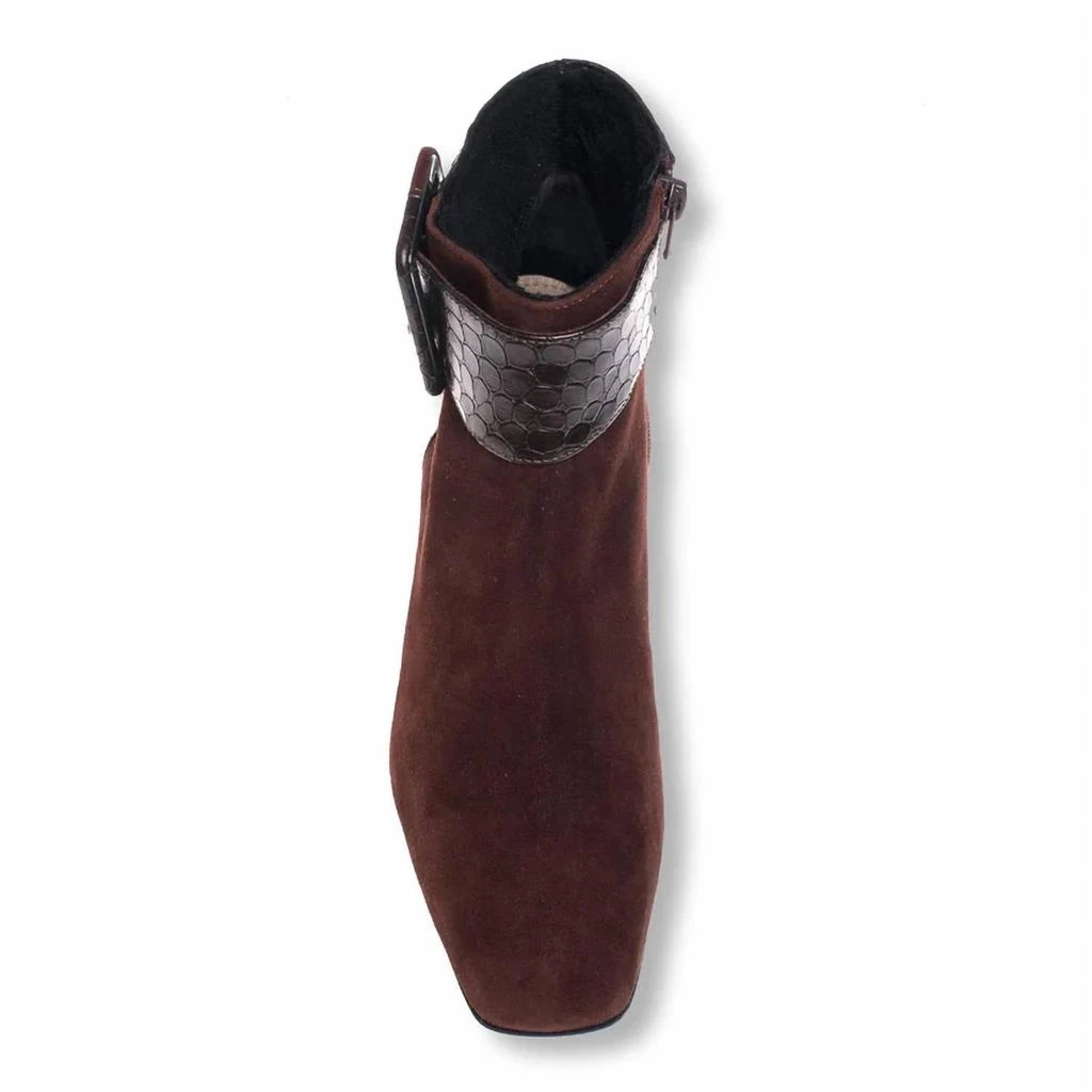 Ron White Women's Linzi Boots In Chocolate Suede Pearl Embossed Calf 3