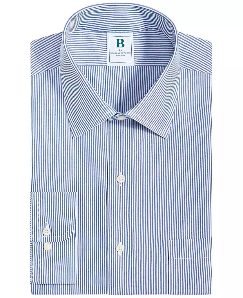 Brooks Brothers Men's Regular Fit Non-Iron Spread Collar Bengal Stripe Broadcloth Dress Shirt 4