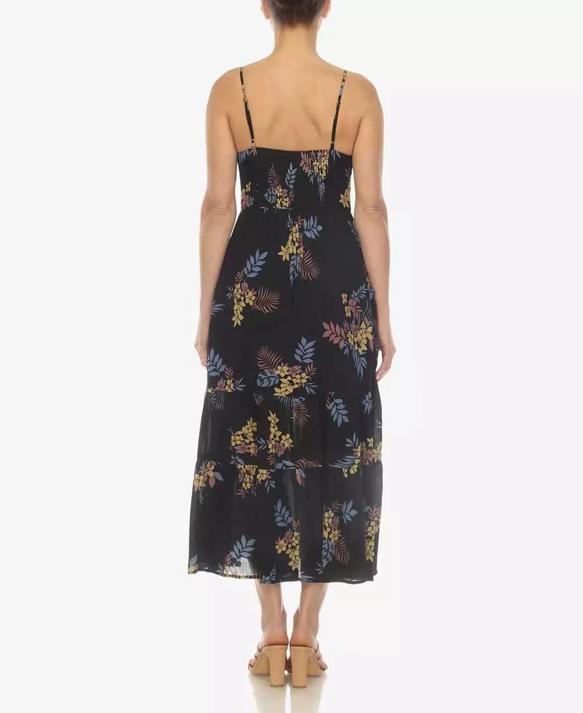 White Mark Women's V-neck Floral Print Maxi Dress 2