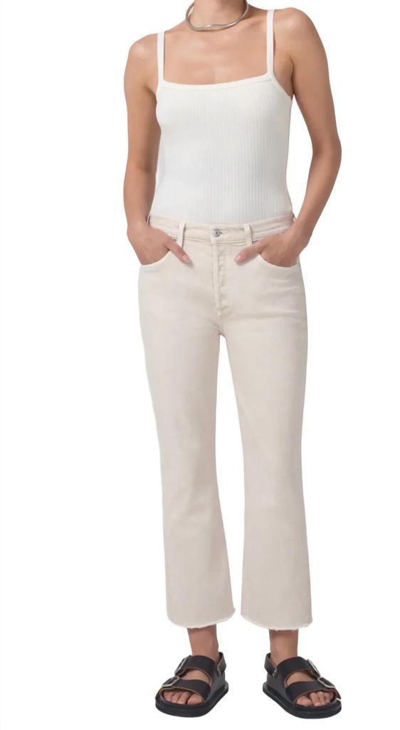 Citizens Of Humanity Isola Mid Rise Cropped Boot Jean In Almondette